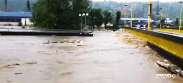 Flood Makes Bridge Collide With Another Bridge