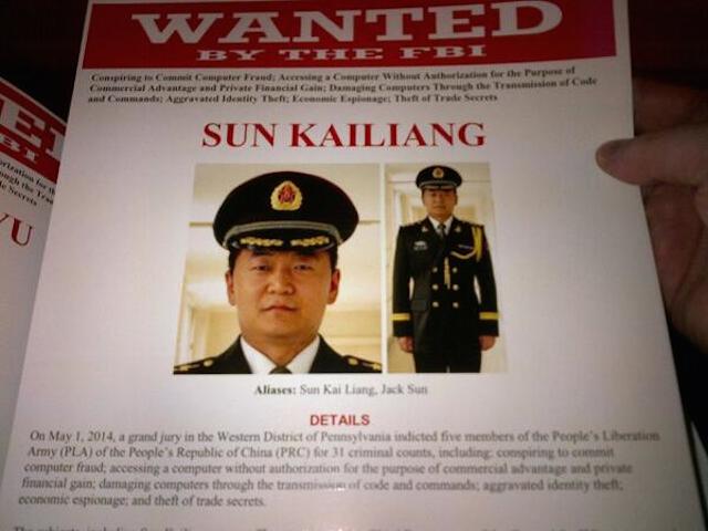 FBI Issues Wanted Posters For Five Chinese Army Officers