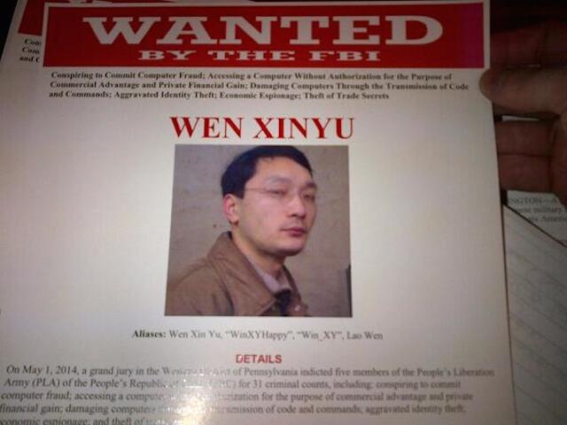 FBI Issues Wanted Posters For Five Chinese Army Officers