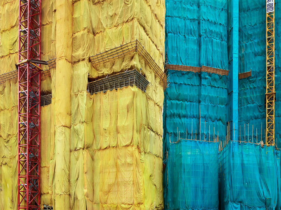 The Surreal Site Of Skyscrapers Encased In Coloured Fabric