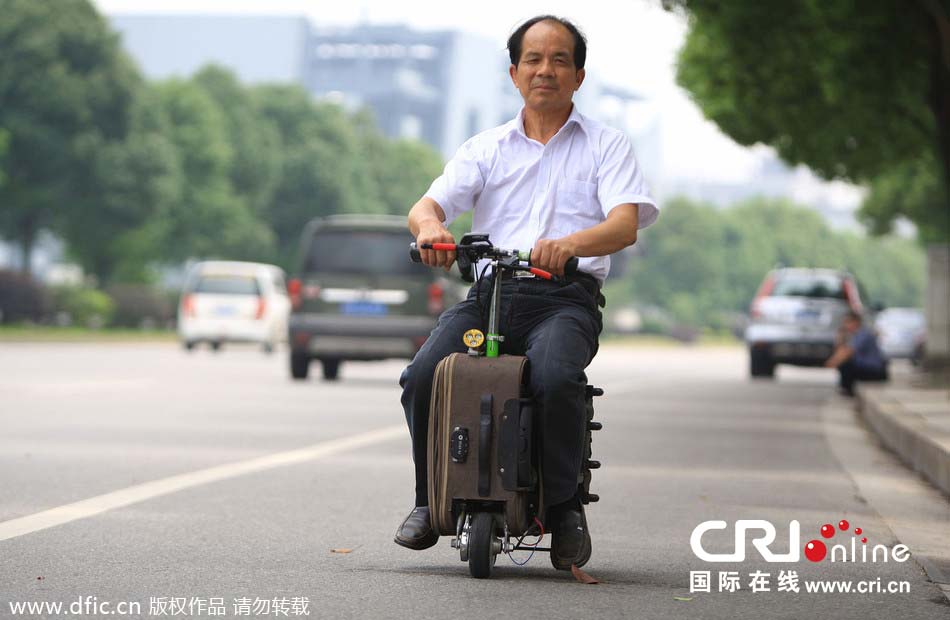 This Chinese Farmer Is Recycling Suitcases Into Electric Scooters