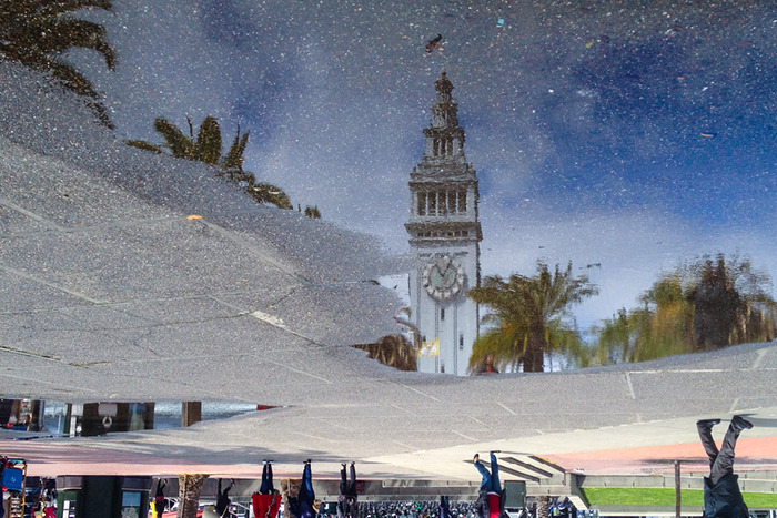 San Francisco’s Sights Reflected Upside-Down In Perfectly Clear Puddles