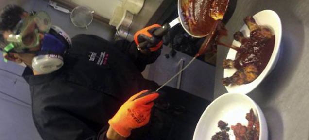 This Sauce Is So Hot That The Cook Has To Wear A Gas Mask