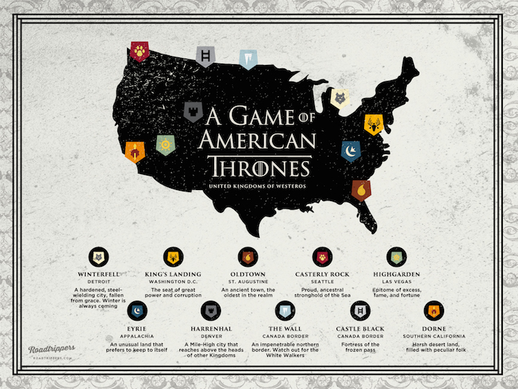 A Map Of Game Of Thrones If It Was Set In The USA