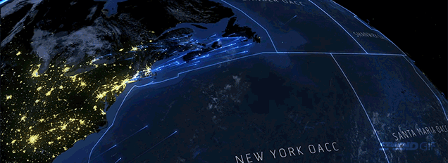 Every Single Plane Crossing The North Atlantic In A 24-Hour Period