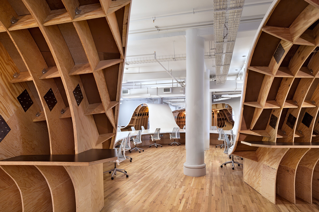 This Gorgeous Office Has An Endless Desk Made By Robots