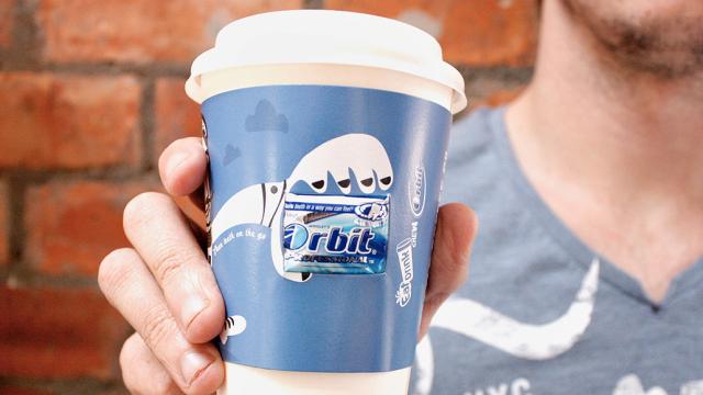Gum-Packing Coffee Cup Sleeves Prevent Burns And Bad Breath