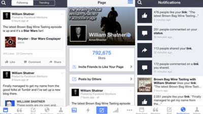 William Shatner’s Not A Fan Of Facebook’s Celeb App, Mentions