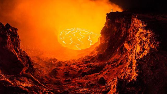 Stunning Selfie Of A Lone Man Facing A Terrifying Volcano Pit