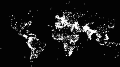World Map Created By Plotting Out Each Terrorist Attack Since 1970