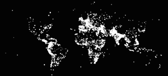 World Map Created By Plotting Out Each Terrorist Attack Since 1970