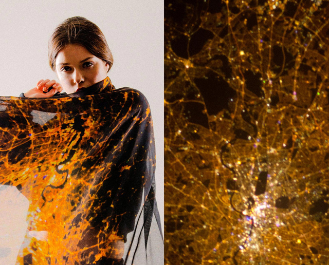 These Scarves Are Printed With The Outlines Of Cities Aglow At Night