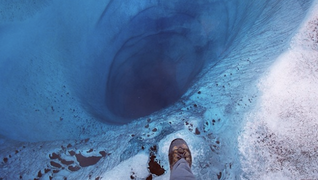 Only A Sheet Of Ice Protects You From Falling 300 Metres Down This Abyss
