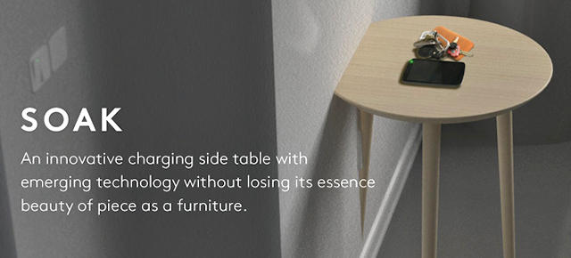 A Side Table For Charging Gadgets That Plugs Right Into The Wall