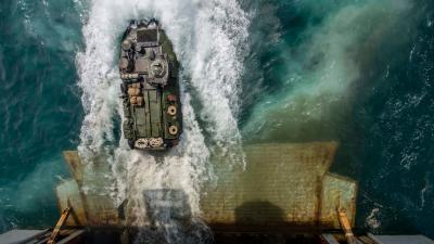 Cool Photo Of An Amphibious Assault Vehicle Launched From Its Mothership