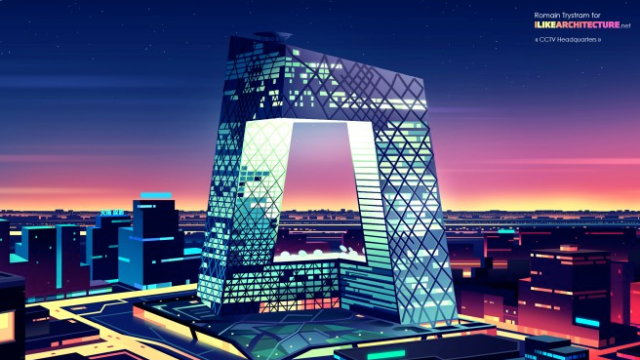 8 Of The World’s Coolest Skyscrapers Rendered Like 1980s Futurist Art