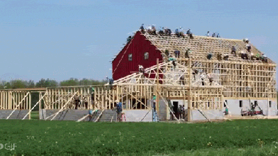 Watch The Amish Build An Entire Barn In Less Than 10 Hours