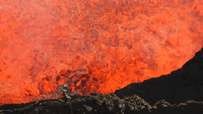 Unbelievable Video Shows Man Getting Into Boiling Volcano