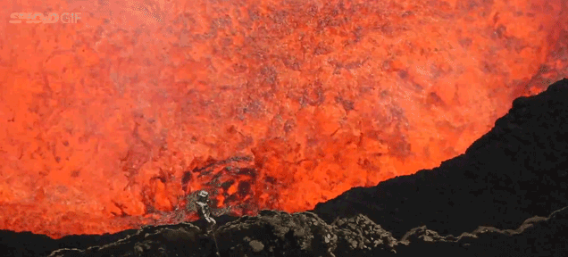 Unbelievable Video Shows Man Getting Into Boiling Volcano