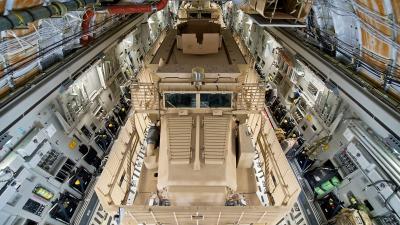 A Mastiff Armoured Vehicle Being Loaded Onto A C-17 Globemaster
