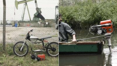 This Modified Moped Engine Powers A Boat, Concrete Mixer And Woodsaw