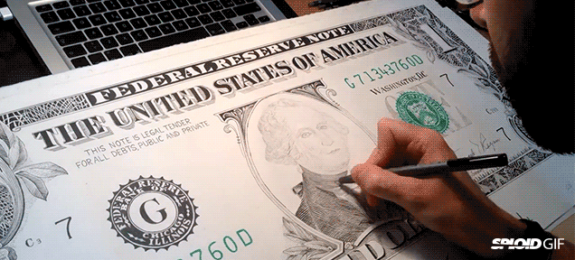 Timelapse: How To Counterfeit A (Giant) Dollar With Pencil And Ink