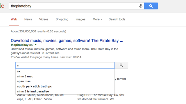 Google Has A Custom Search Just For The Pirate Bay