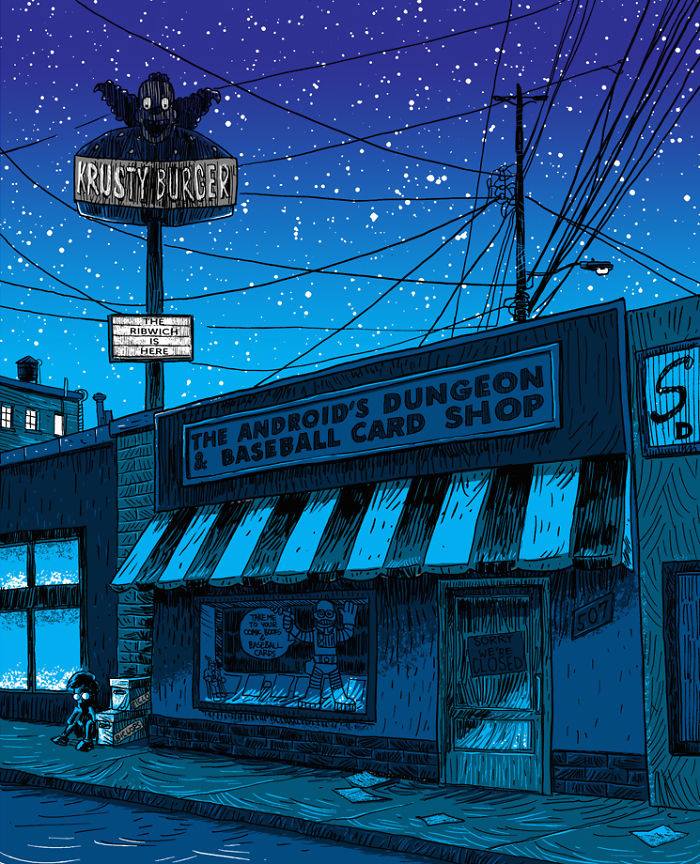 Simpson’s Springfield Turns Creepy In These Night Illustrations