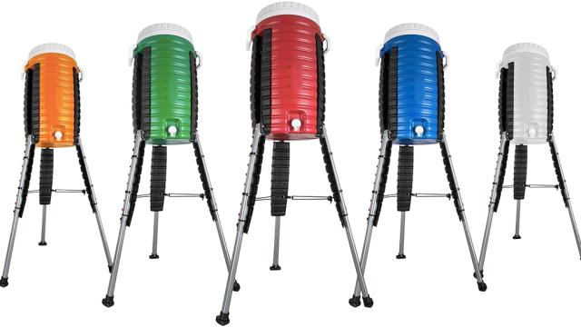A Drink Cooler With Retractable Legs Stands Tall Without A Table