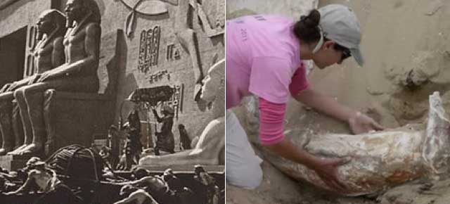 Unearthing 91-Year-Old Sphinxes From The Buried 10 Commandments Set