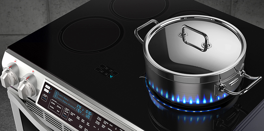 Fake LED Flames Indicate How Hot Samsung’s New Induction Stove Gets