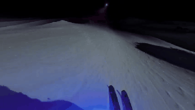 Watch A Skier Bomb Down Dark Slopes In A Glowing LED Suit