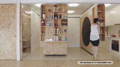 This Tiny Home Uses Sliding Walls To Transform One Room Into Four