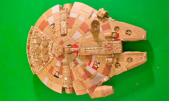 An Immaculate Millennium Falcon Model Made Entirely Of Cardboard