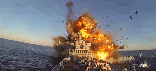 Spectacular Video Of A Missile Blowing Up A Norwegian Navy Frigate