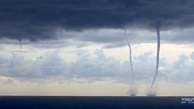 Rare Footage Of Massive Waterspouts Connecting The Ocean To The Sky