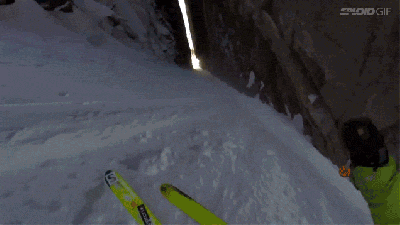 Skiing Through This Impossibly Narrow Ridge Is Insane