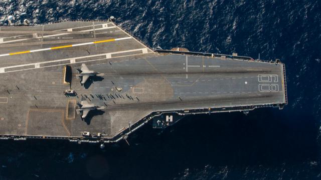 Extraordinary Overhead Photo Of Two F-35s On An Aircraft Carrier