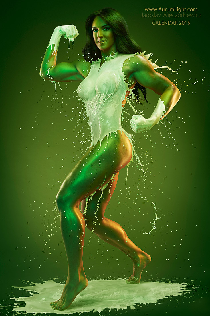 Famous Superheroines Wearing Suits Made Of Liquid Paint Look Really Cool
