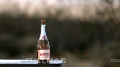 Guy Perfectly Uncorks A Champagne Bottle With A Tactical Rifle
