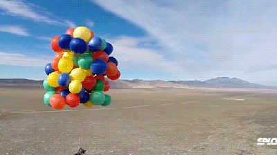 Guy In Lawn Chair Lifted By Balloons Like The Movies Danny Deckchair And Up