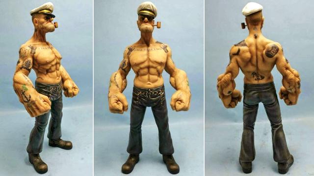 The Lifelike Sculpt On This Popeye Figure Is Terrifying