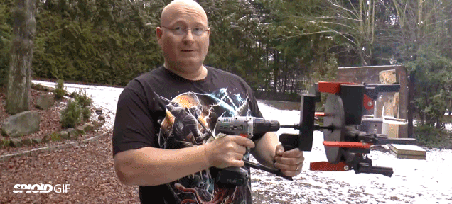 Guy Invents Device To Turn 4 Revolvers Into A Machine Gun Using A Drill