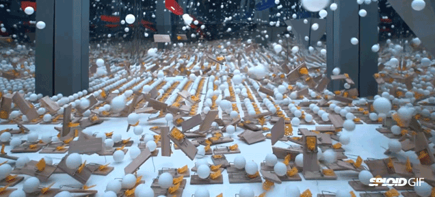 Watch Thousands Of Ping Pong Balls Flying Launched By Mousetraps