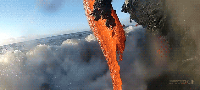 The Only Way This Guy Could Get Closer To Liquid Lava Is Showering In It