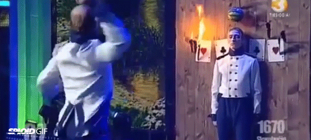 This Knife Thrower Is So Bad He Almost Killed His Assistant