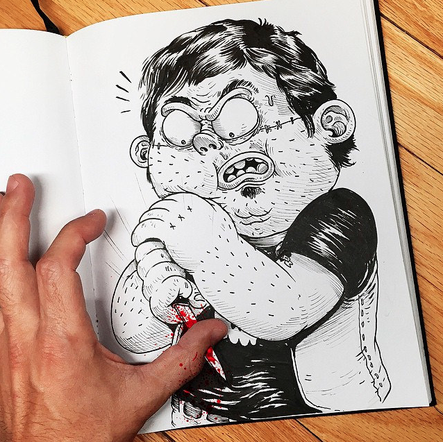 Fun Illustrations Of A Cartoon Fighting His Creator
