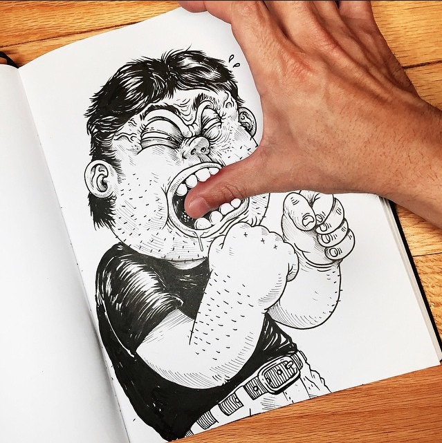 Fun Illustrations Of A Cartoon Fighting His Creator