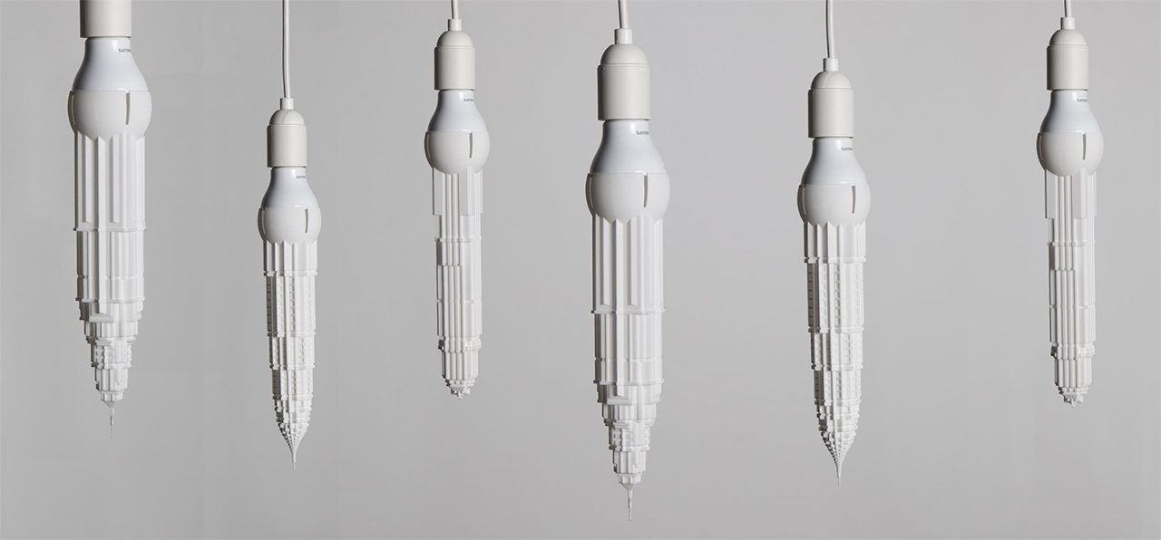 Inverted Skyscrapers Hang Like Glowing Stalactites From Your LED Bulbs