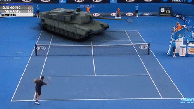Djokovic Plays An Insane Tennis Match Against An M1 Abrams Tank